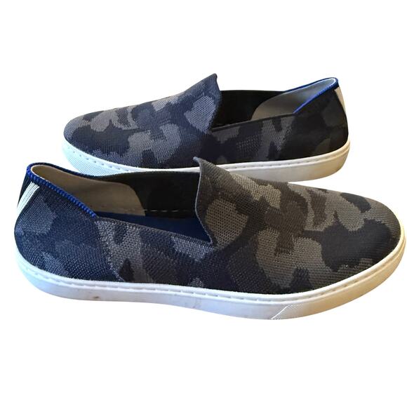 Rothys The Sneaker Gray Blue Camo Women's Slip On Low Top Shoes 8.5W Comfortable - Picture 5 of 11
